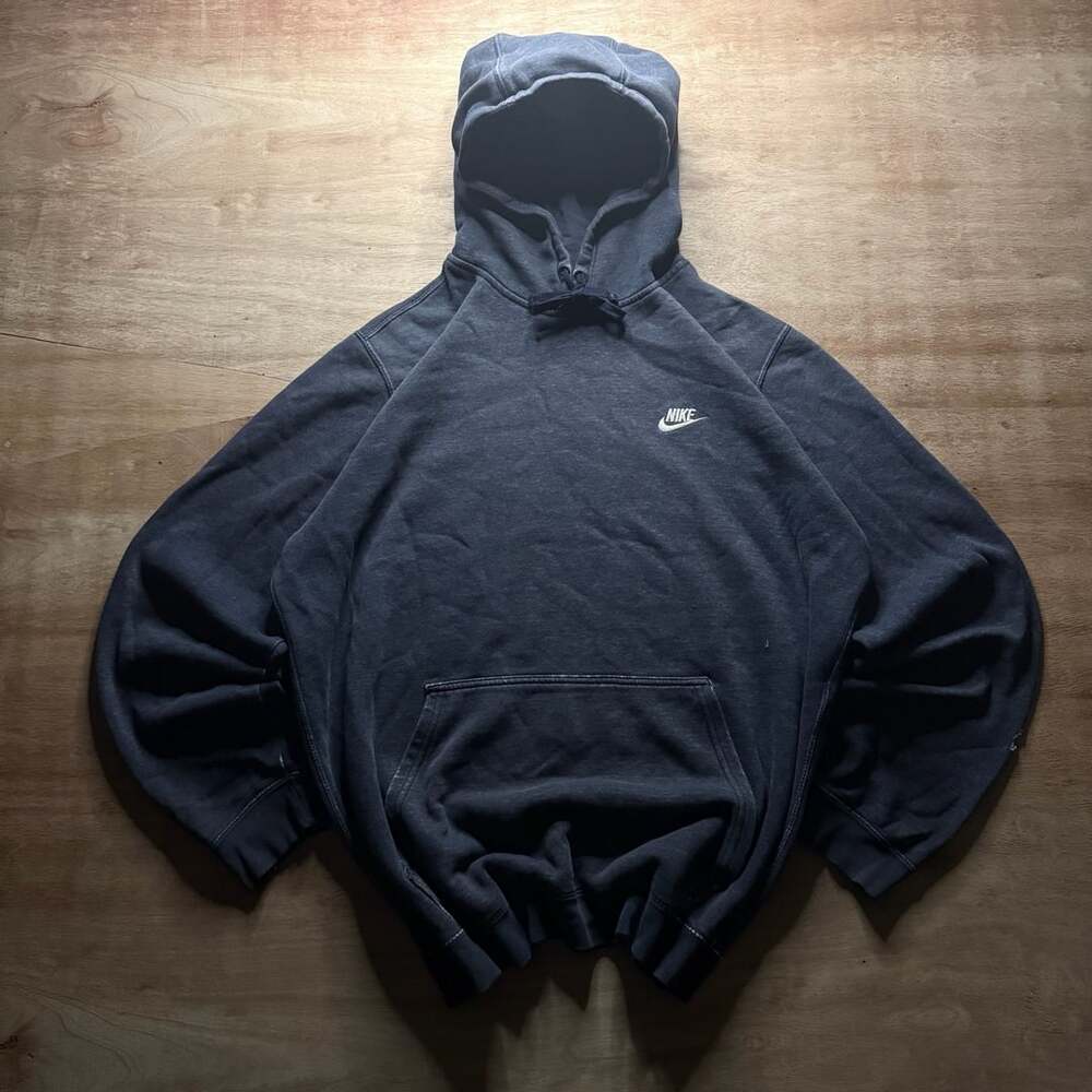 Nike Vintage Distressed Faded Blue Hoodie XL Swoosh Grunge Streetwear